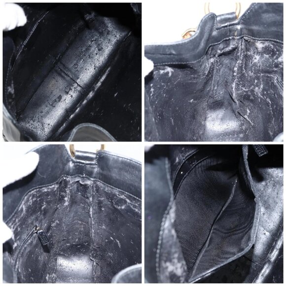 GUCCI Bamboo Hand Bag Leather 2way Black Gold Auth 143579 - Picture 16 of 16